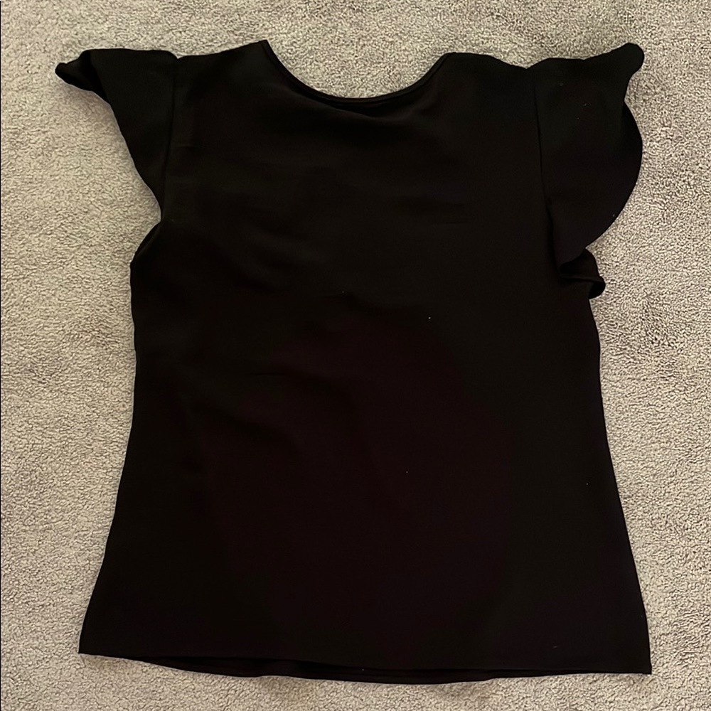 Black Ruffled Flutter Sleeve Blouse - Picture 4 of 4
